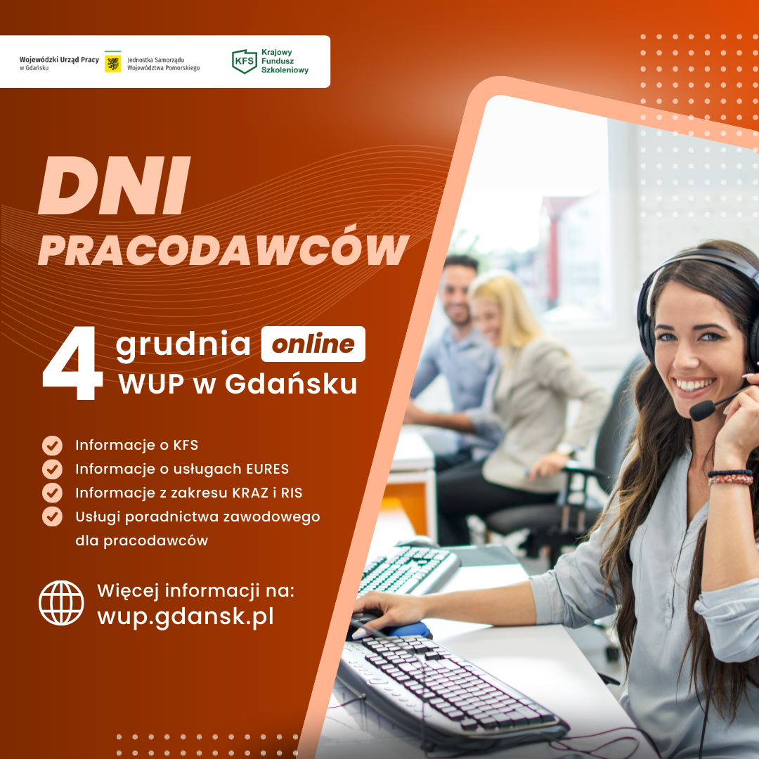 Plakat promujący konsultacje on line dla pracodawców w dniu 4 grudnia br. odbywającego się w ramach wydarzenia Dni Pracodawców 2024