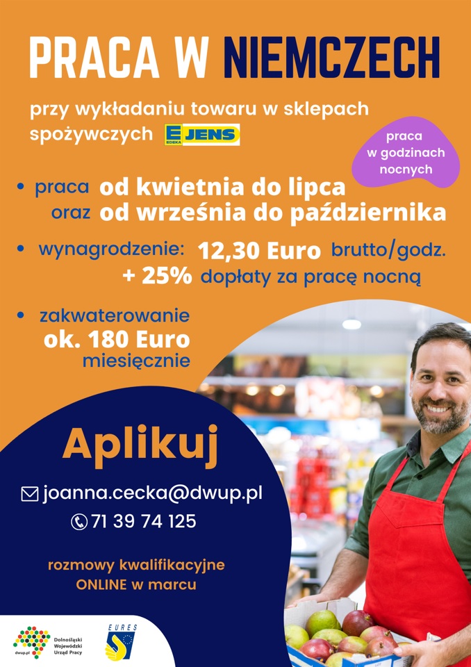 plakat reklamujący pracę sezonową w Niemczech