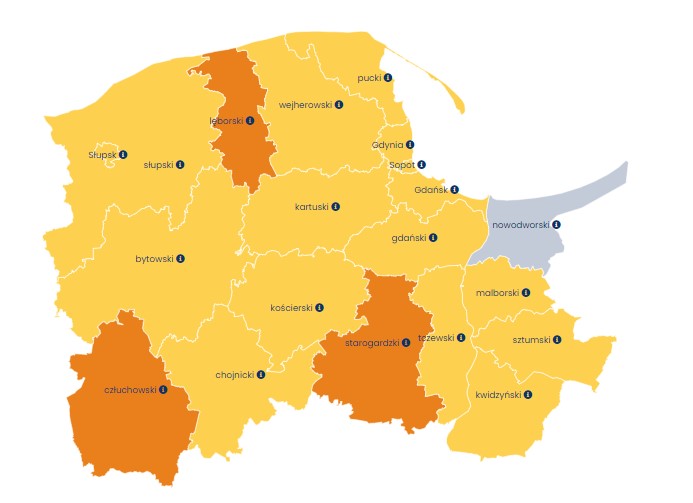 Mapa obrazująca deficyt lekarzy w województwie - Barometr Zawodów 2022