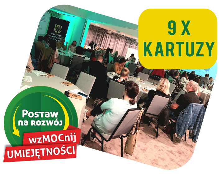 Grafika przedstawia osoby na spotkaniu. W dolnym lewym rogu grafika z hasłem Postaw na rozwój wmzocnij umiejętności. W górnym prawym rogu data i miejsce planowanego spotkania