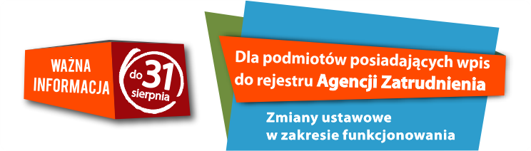 Grafika informująca o wprowadzonych ważnych zmian dla Agencji Zatrudnienia wynikających ze nowej ustawy o rynku pracy i służbach zatrudnienia