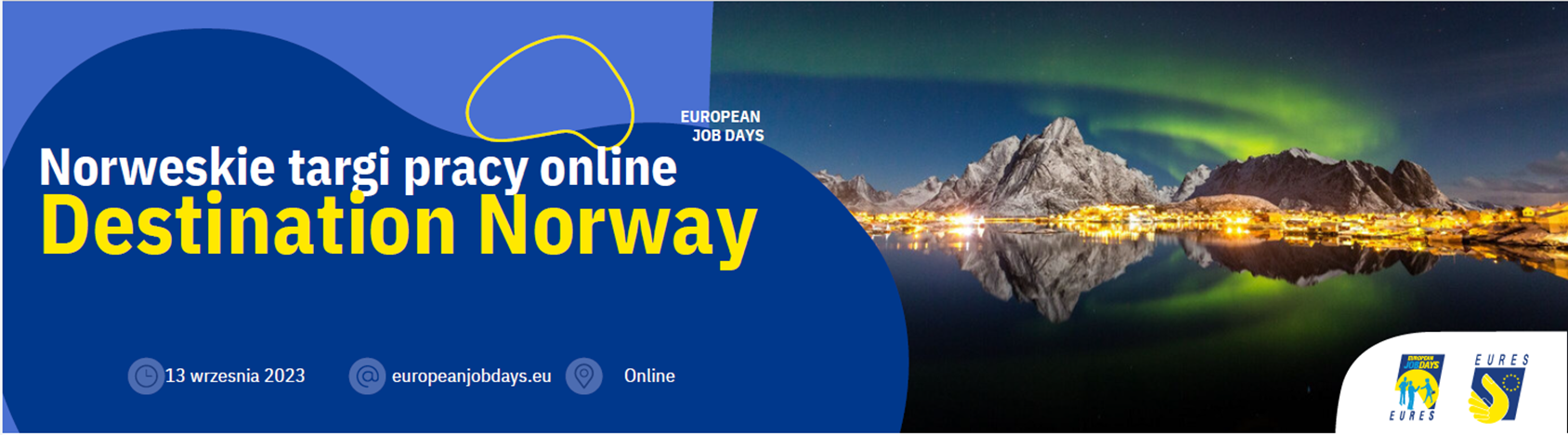 baner reklamujący targi online w Norwegii