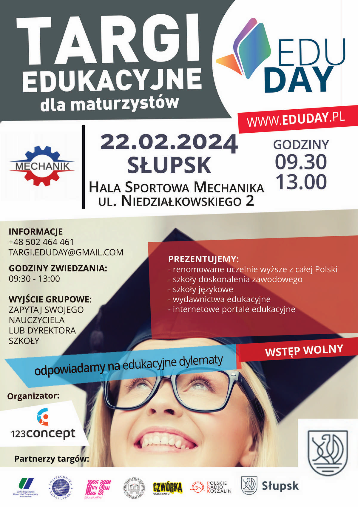 plakat reklamujący targi edukacyjne edu day w Słupsku 22.02.2024