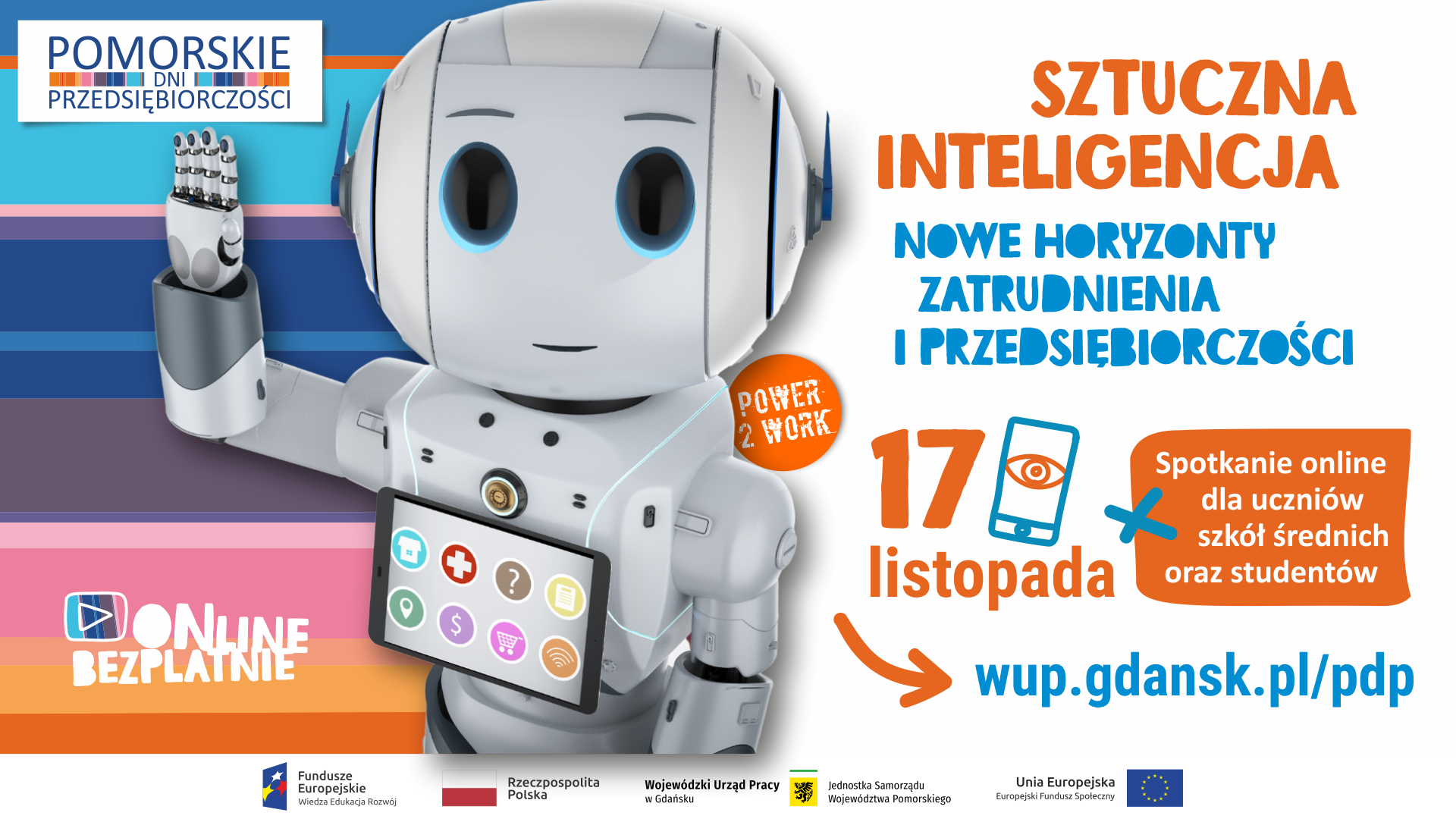 Pomorskie Dni Przedsiębiorczości 2023 - baner reklamujący event dla młodych odbywający się 17.11.2023